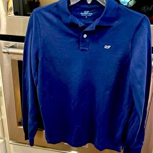 Vineyard, vine, blue long sleeve polo boys